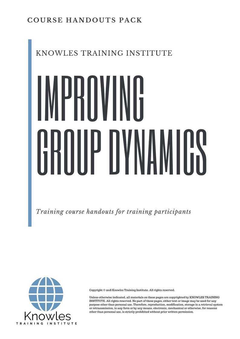 Improving Group Dynamics Training Course in New Zealand Handouts