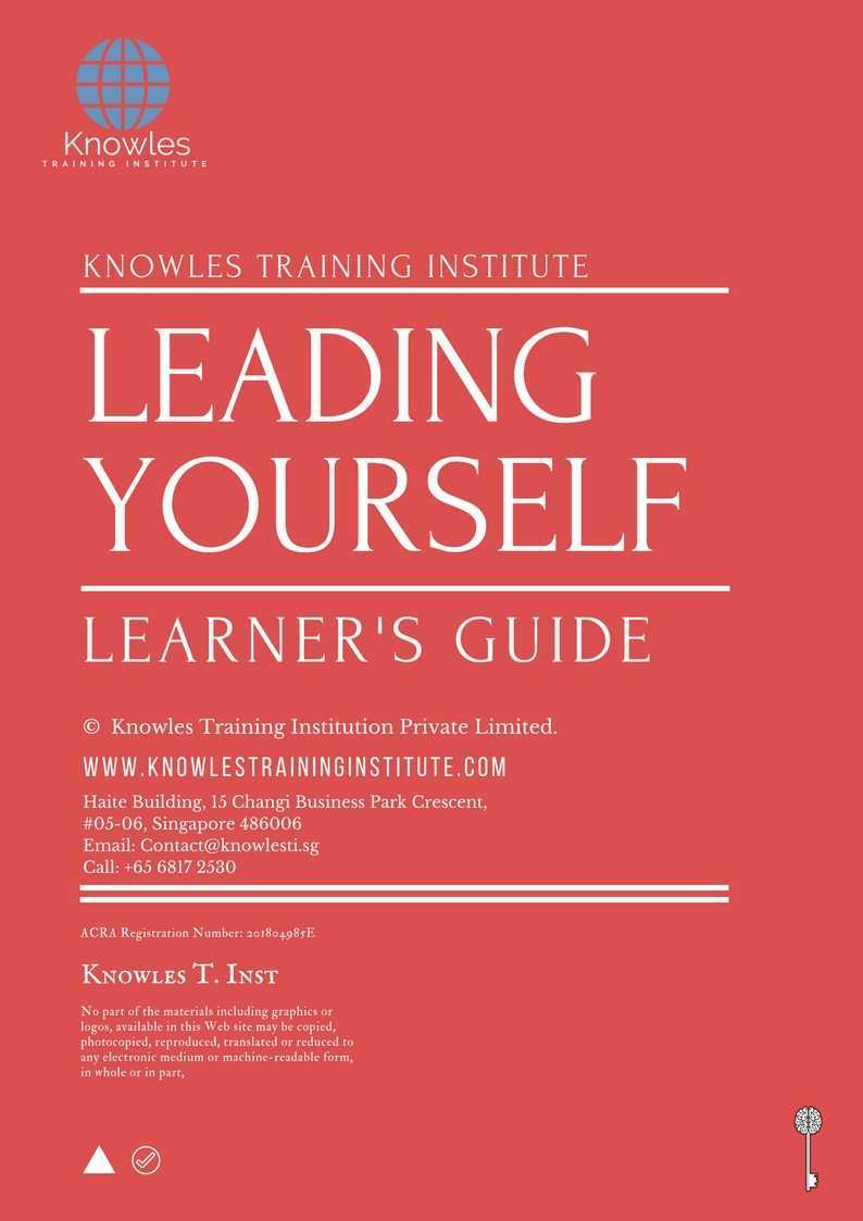 Leading Yourself Training Course in New Zealand Learner’s Guide
