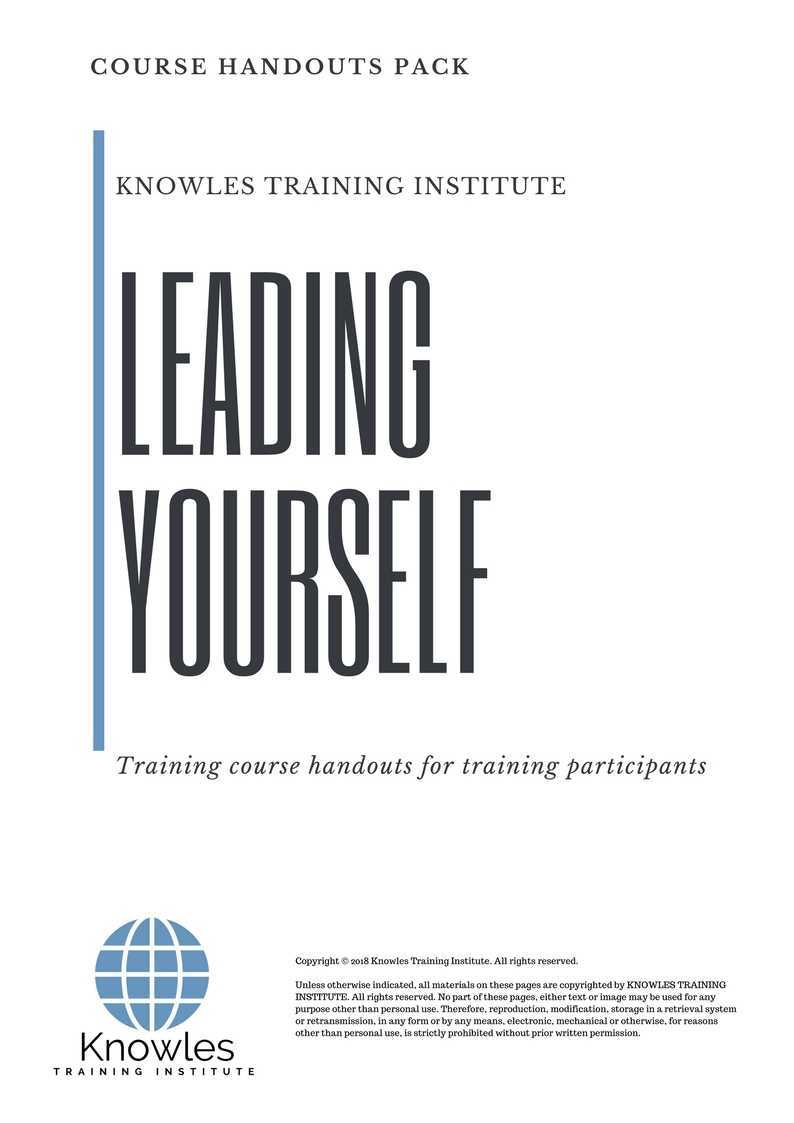 Leading Yourself Training Course in Philipines Handouts