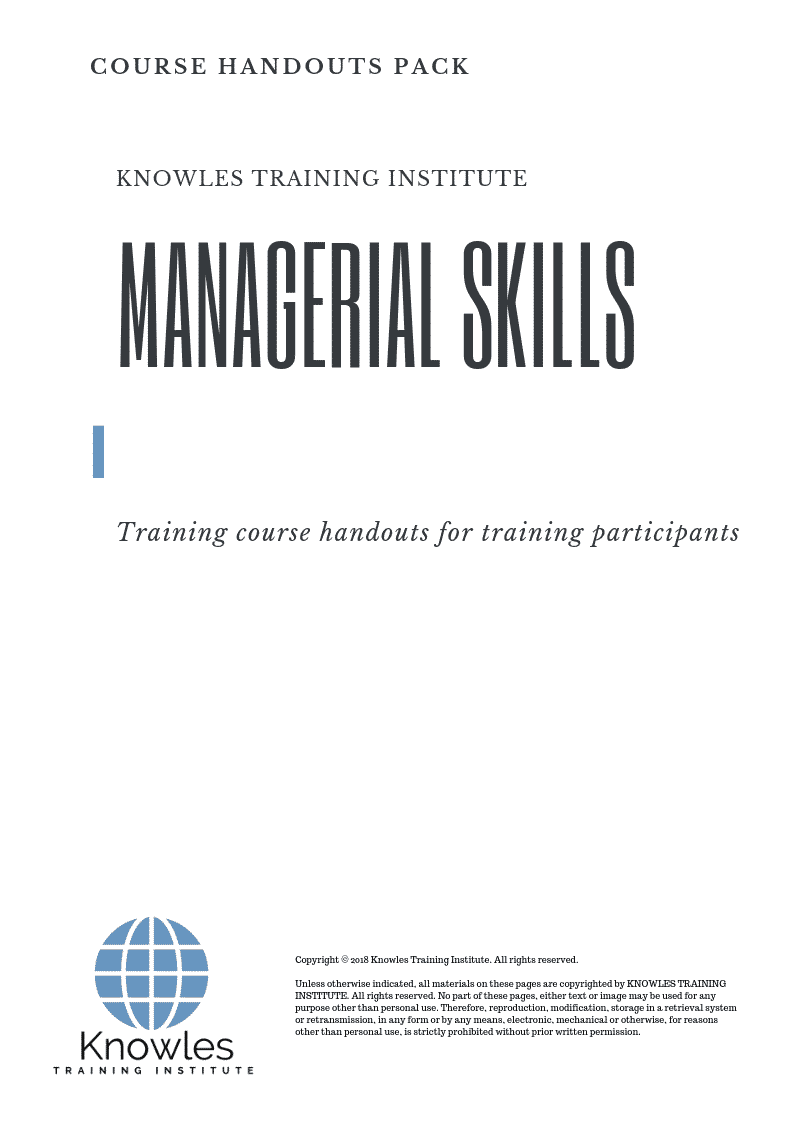 Managerial Skills Training Course in New Zealand Handouts