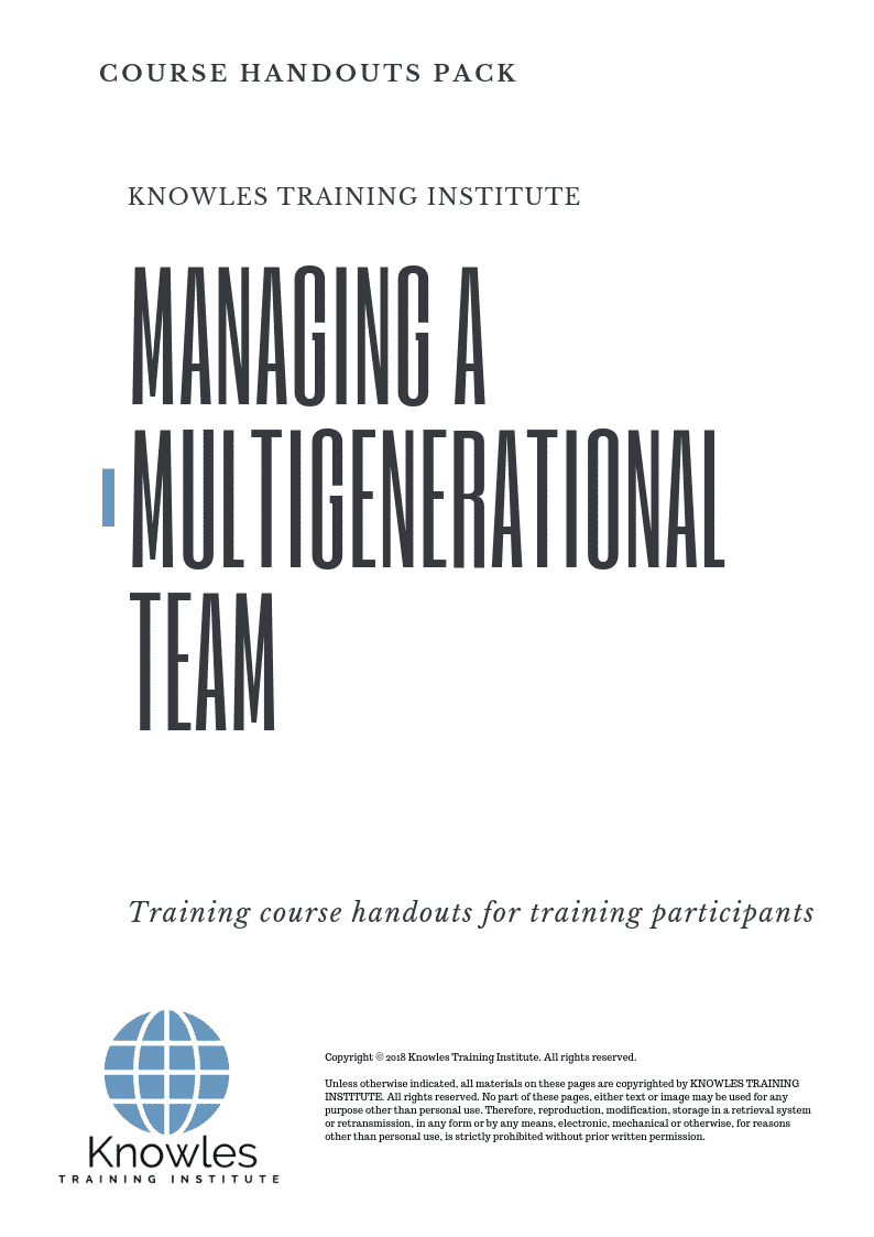 Managing A Multigenerational Team Course in New Zealand Handouts