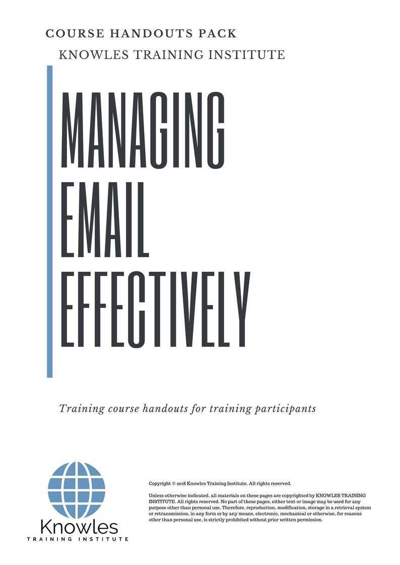 Managing Email Effectively Training Course in New Zealand Handouts