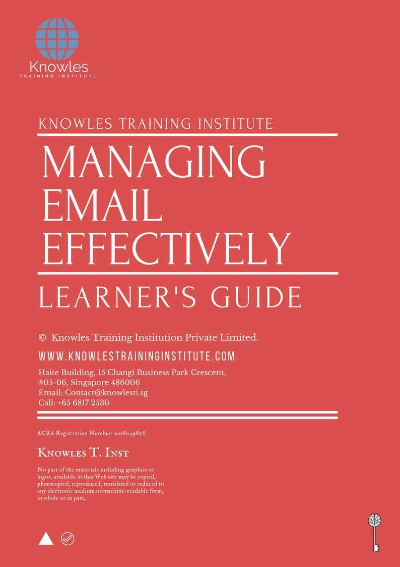 Managing Email Effectively Training Course in New Zealand Learner’s Guide