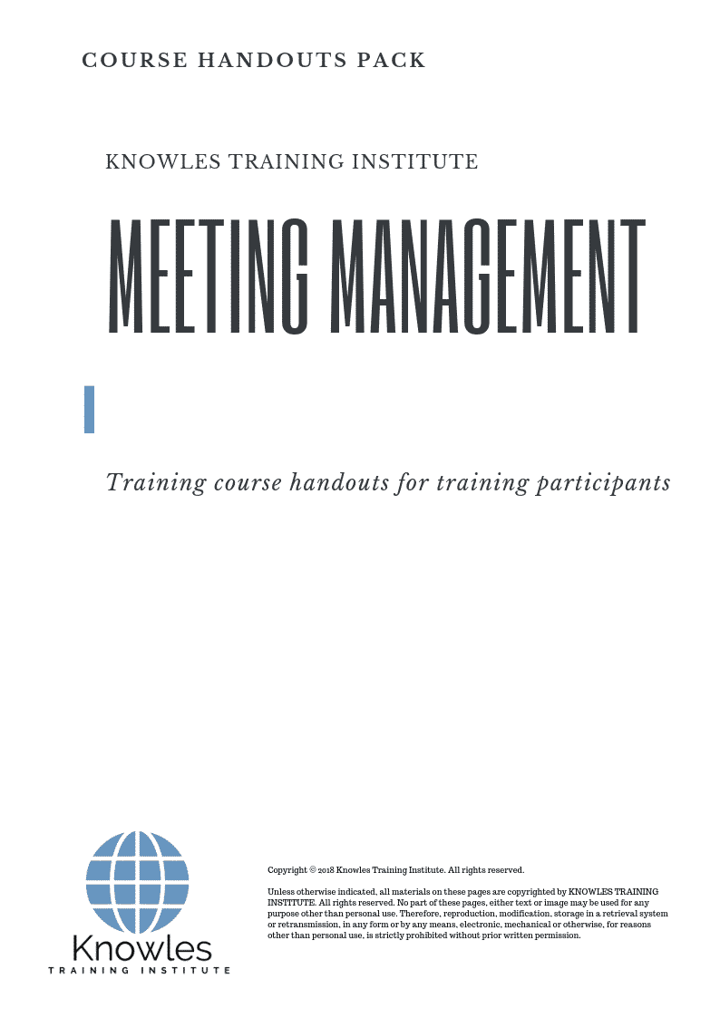 Meeting Management Training Course in New Zealand Handouts