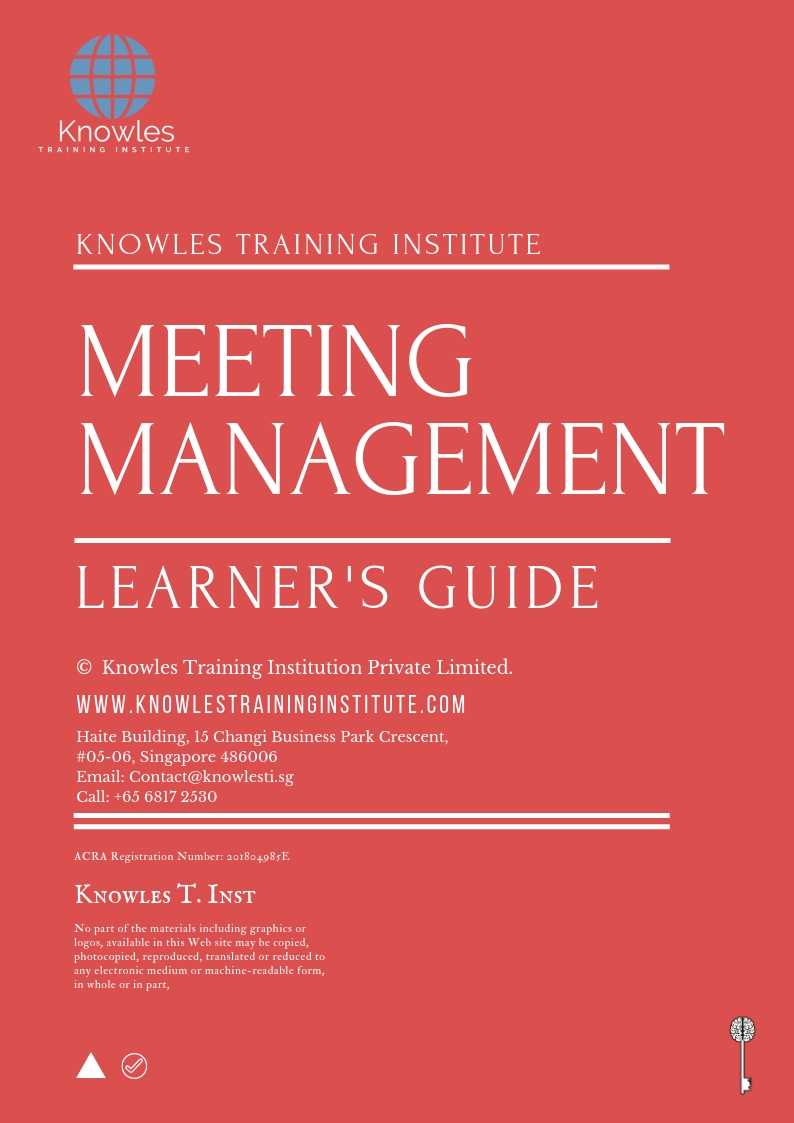 Meeting Management Training Course in New Zealand Learner’s Guide