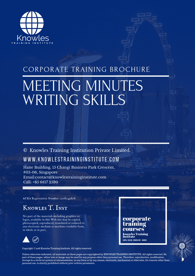 Meeting Minutes Writing Skills Training Course In New Zealand Brochure