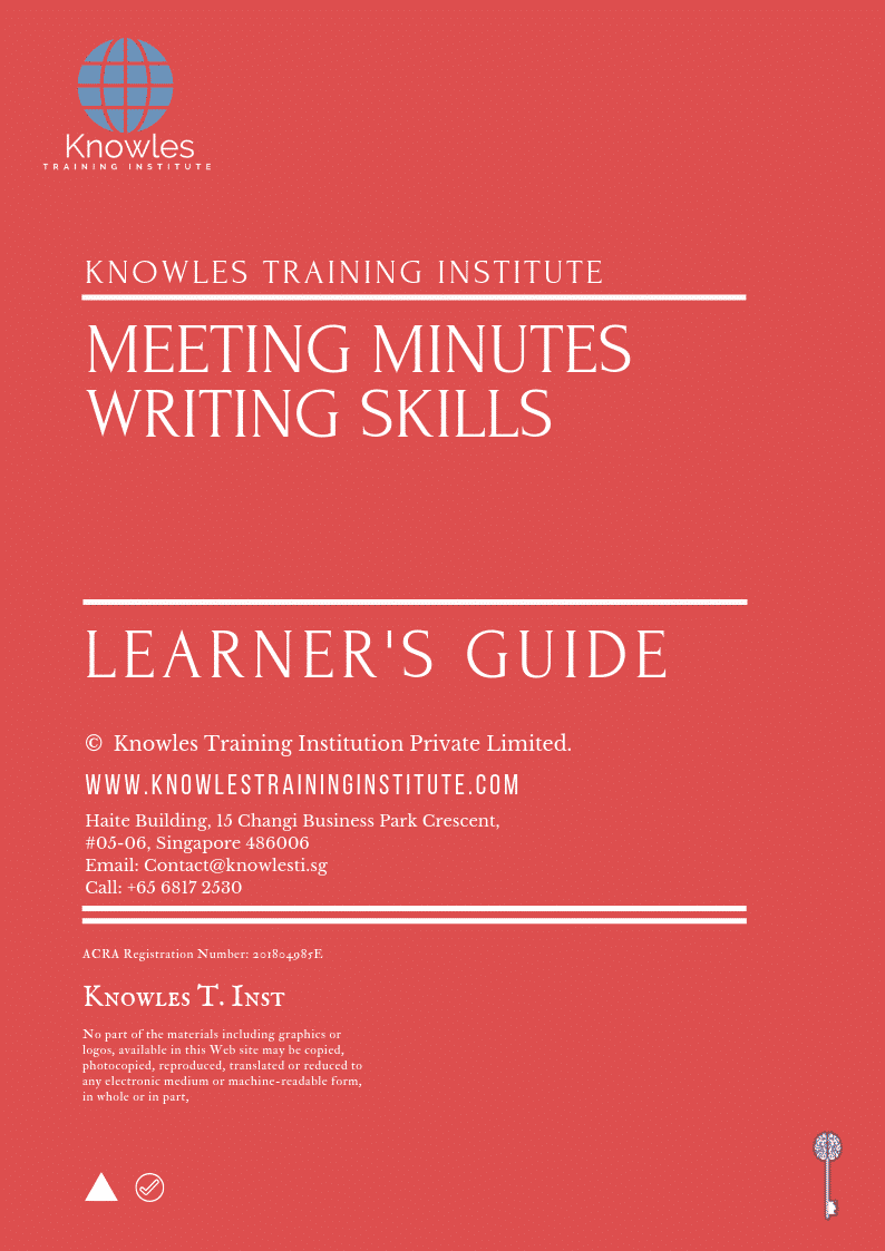 Meeting Minutes Writing Skills Training Course In New Zealand Learner’s Guide
