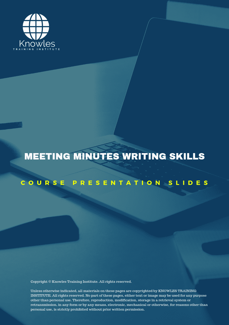 Meeting Minutes Writing Skills Training Course in New Zealand Presentation Slide