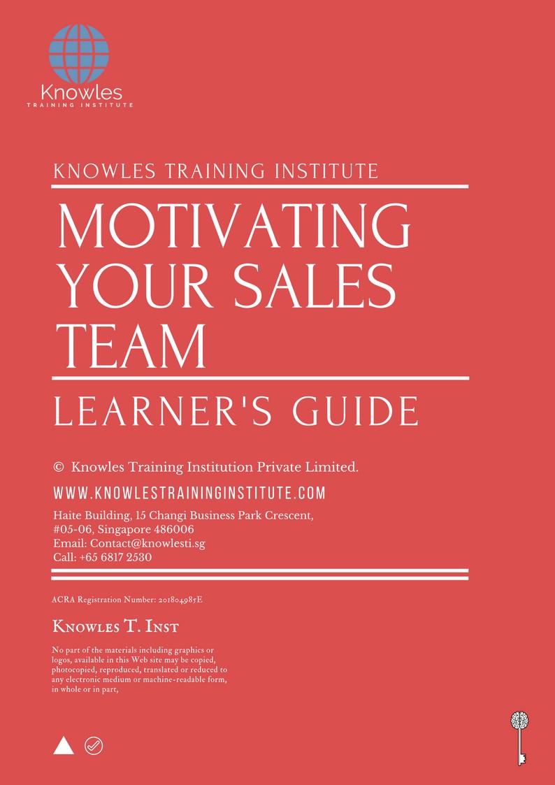 Motivating Your Sales Team Course in New Zealand Learner’s Guide