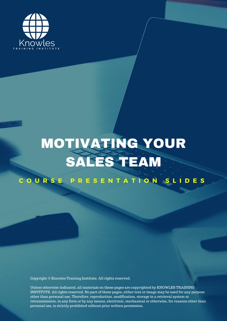 Motivating Your Sales Team Course in New Zealand PPT Slides Used During Course