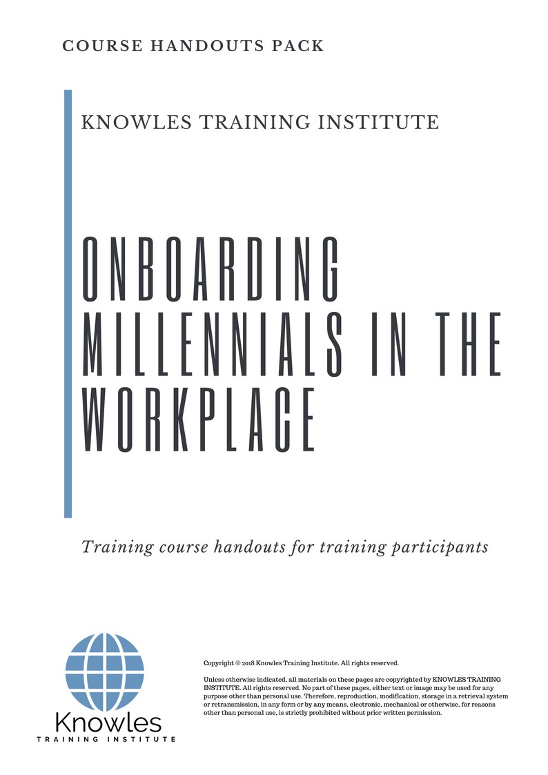 Onboarding Millennials In The Workplace Training Course in New Zealand Handouts