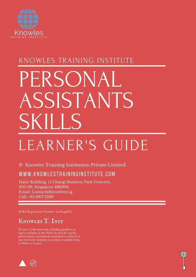 Personal Assistants Skills Training Course in New Zealand Learner’s Guide