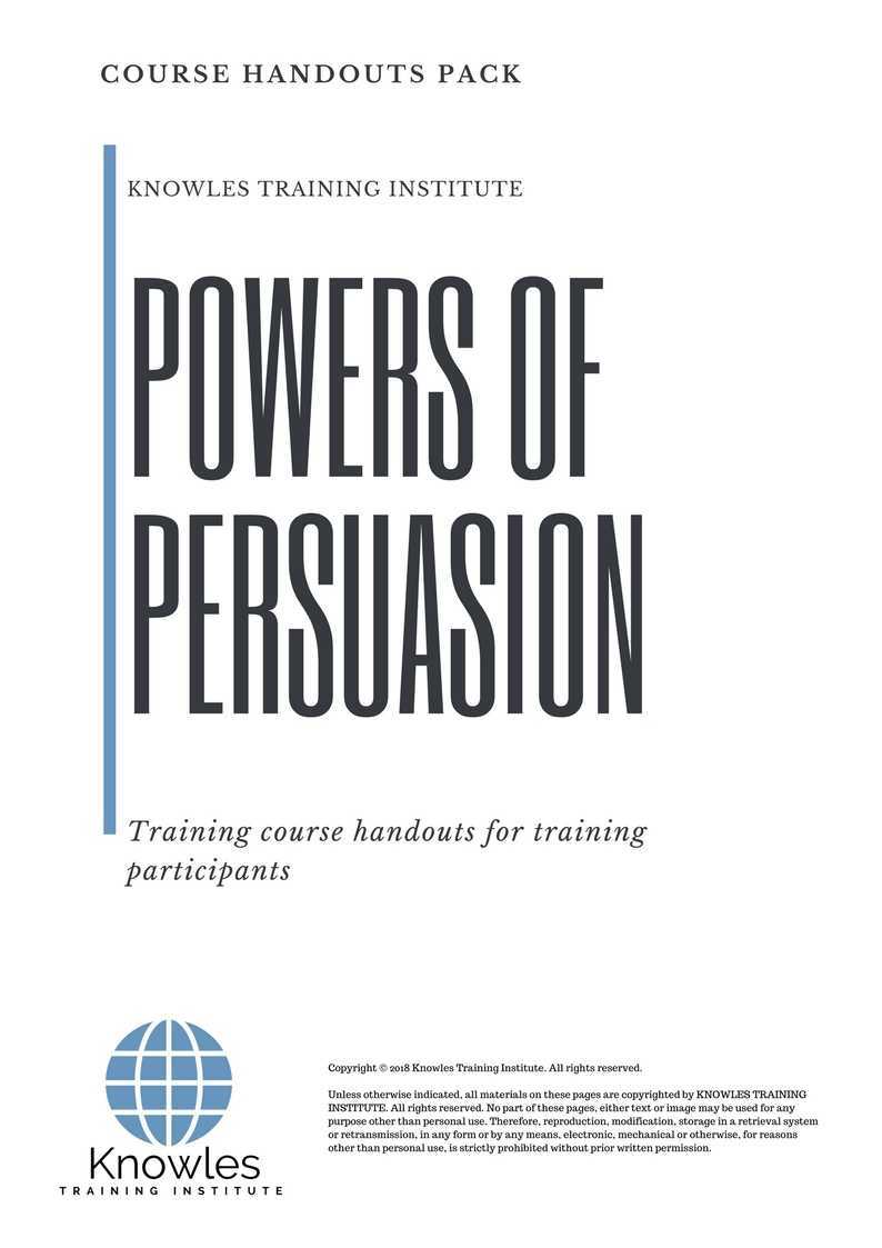Powers Of Persuasion Training Course in New Zealand Handouts