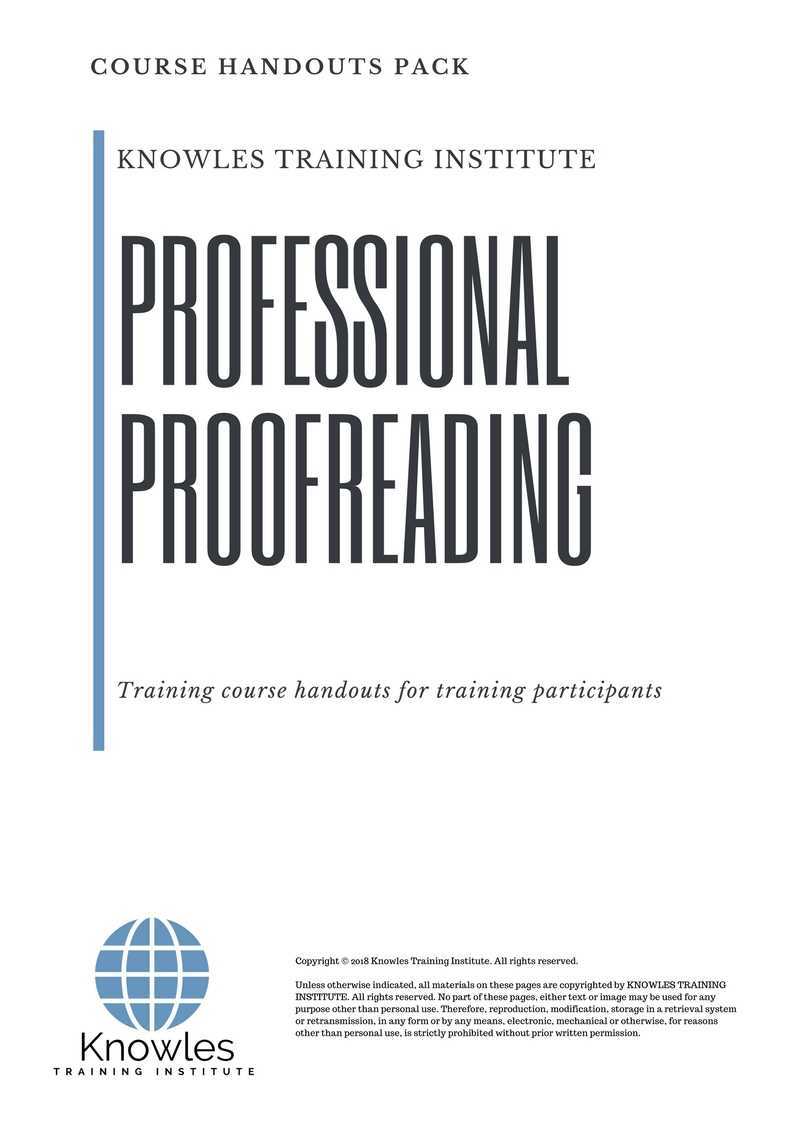 Professional Proofreading Training Course in New Zealand Handouts