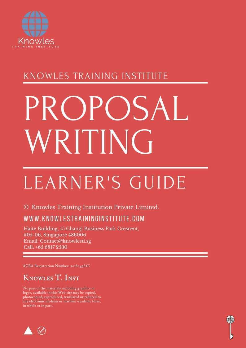 Proposal Writing Training Course in New Zealand Learner’s Guide
