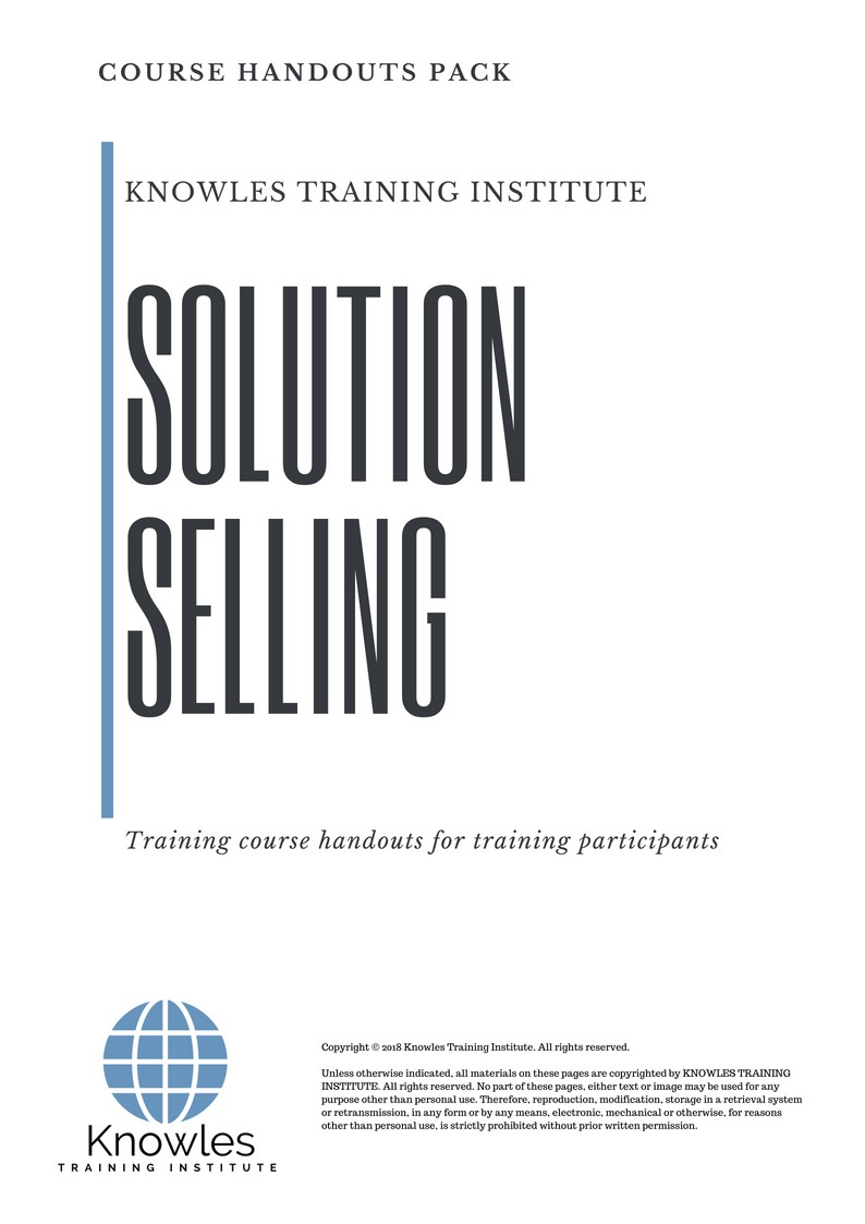 Solution Selling Course in New Zealand Handouts