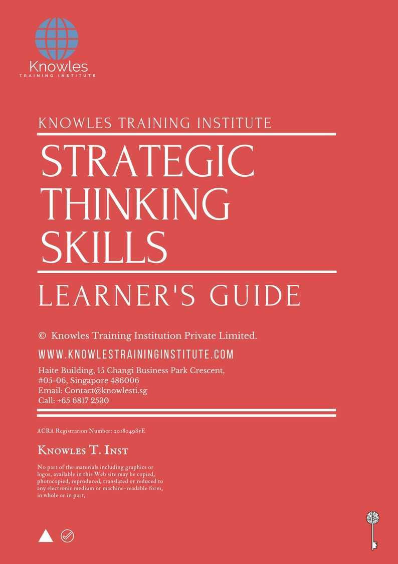Strategic Thinking Skills Training Course in New Zealand Learner’s Guide