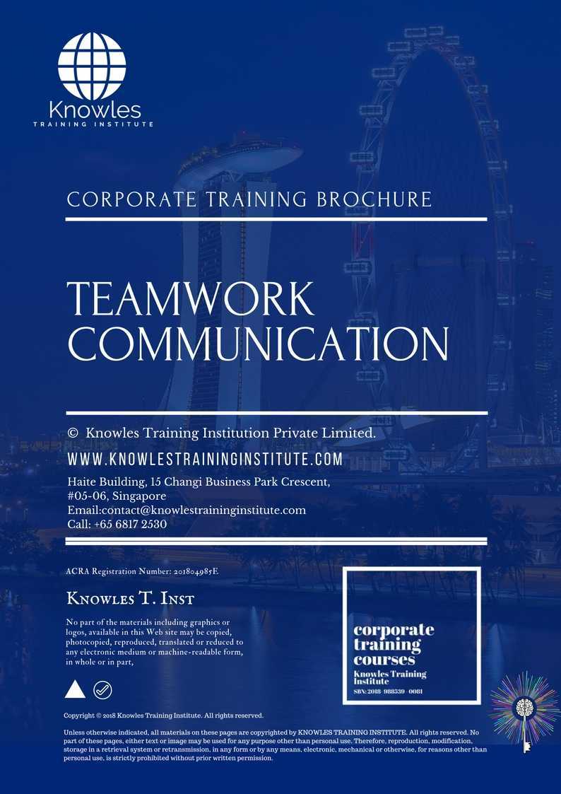 Teamwork Communication Training Course in New Zealand Brochure