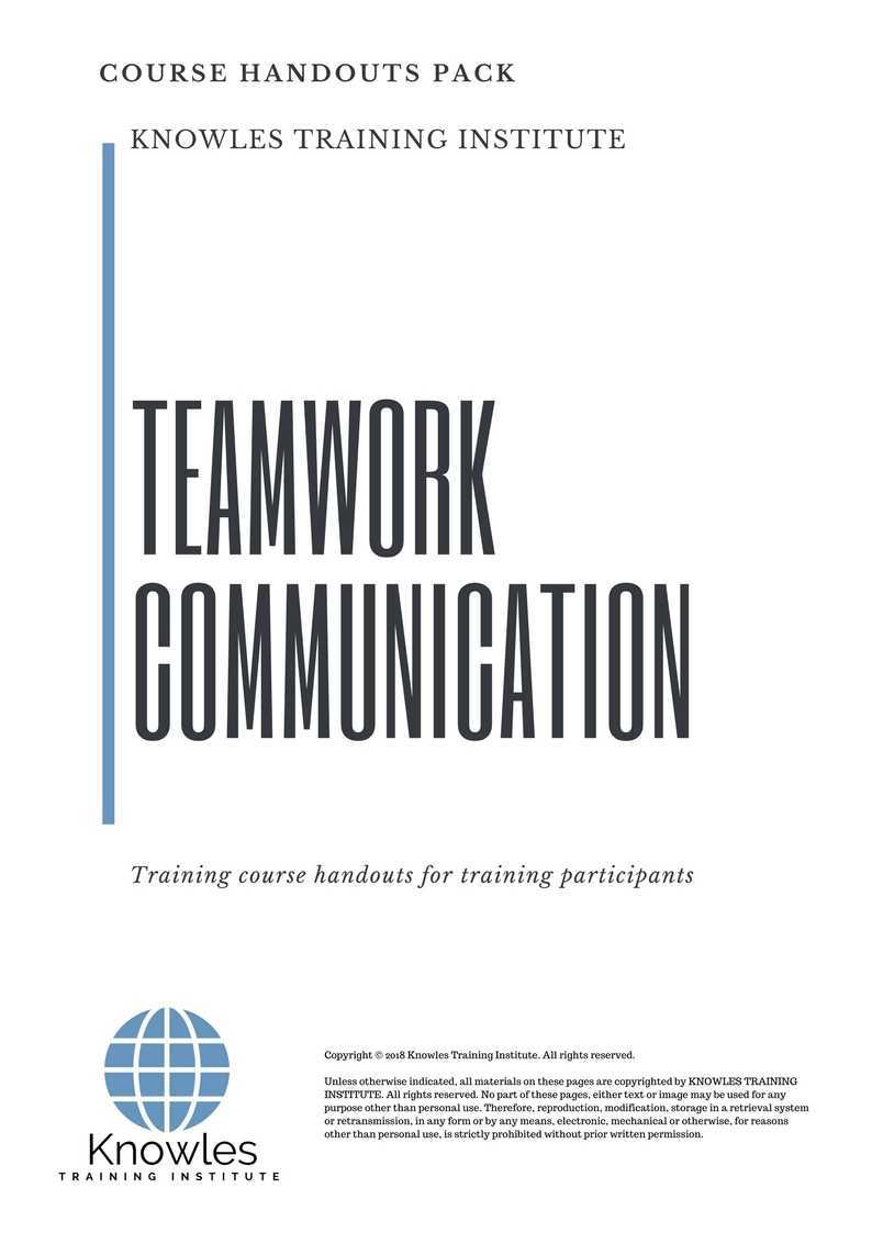 Teamwork Communication Training Course in New Zealand Handouts