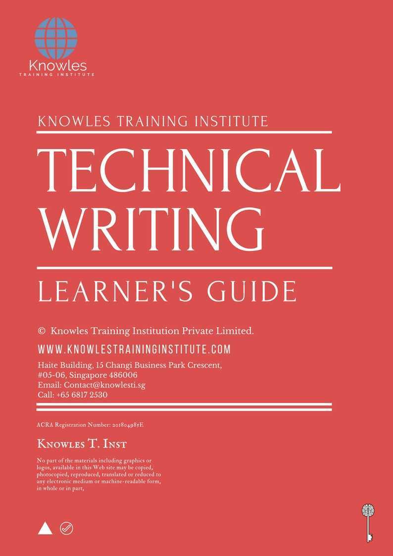 Technical Writing Training Course in New Zealand Learner’s Guide