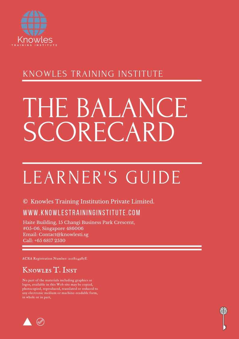 The Balanced Scorecard Training Course in New Zealand Learner’s Guide