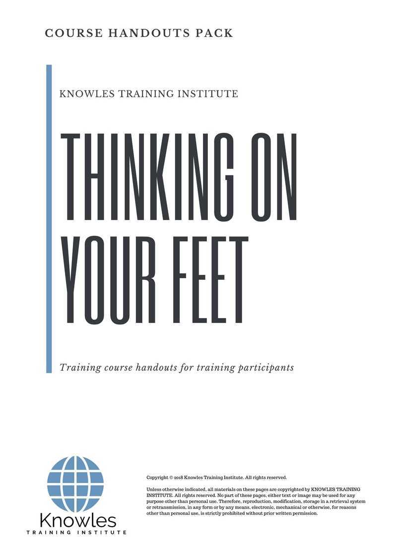 Thingking On Your Feet Training Course in New Zealand Handouts