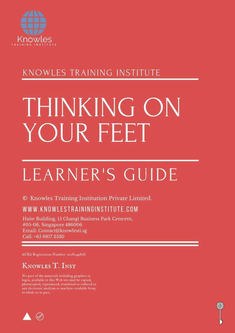 Thingking On Your Feet Training Course in New Zealand Learner’s Guide