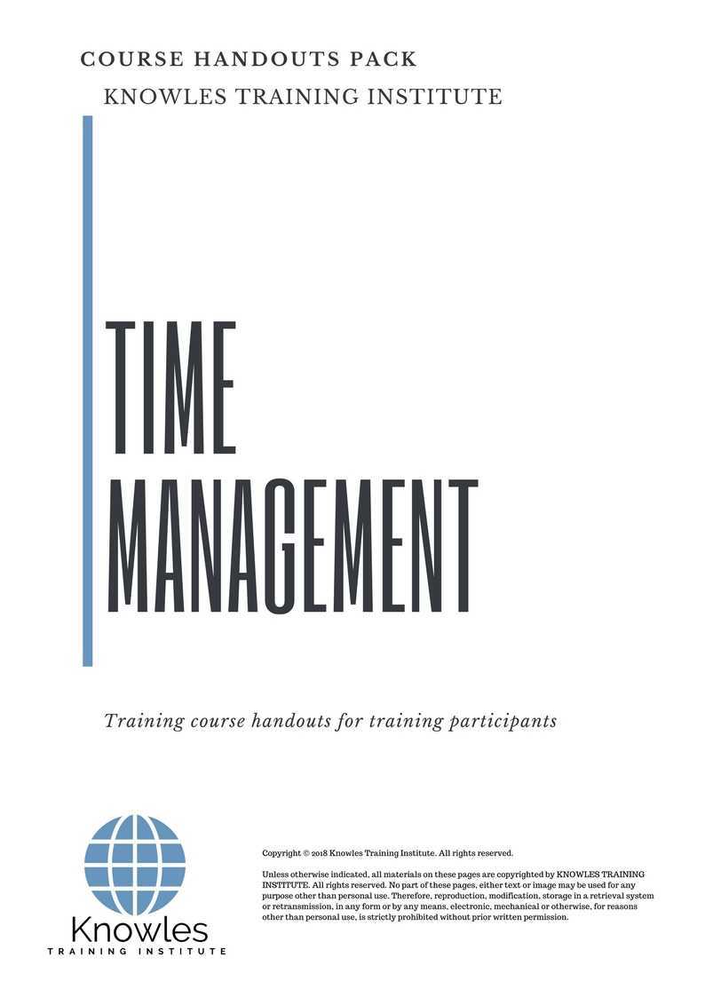Time Management Training Course in New Zealand Handouts