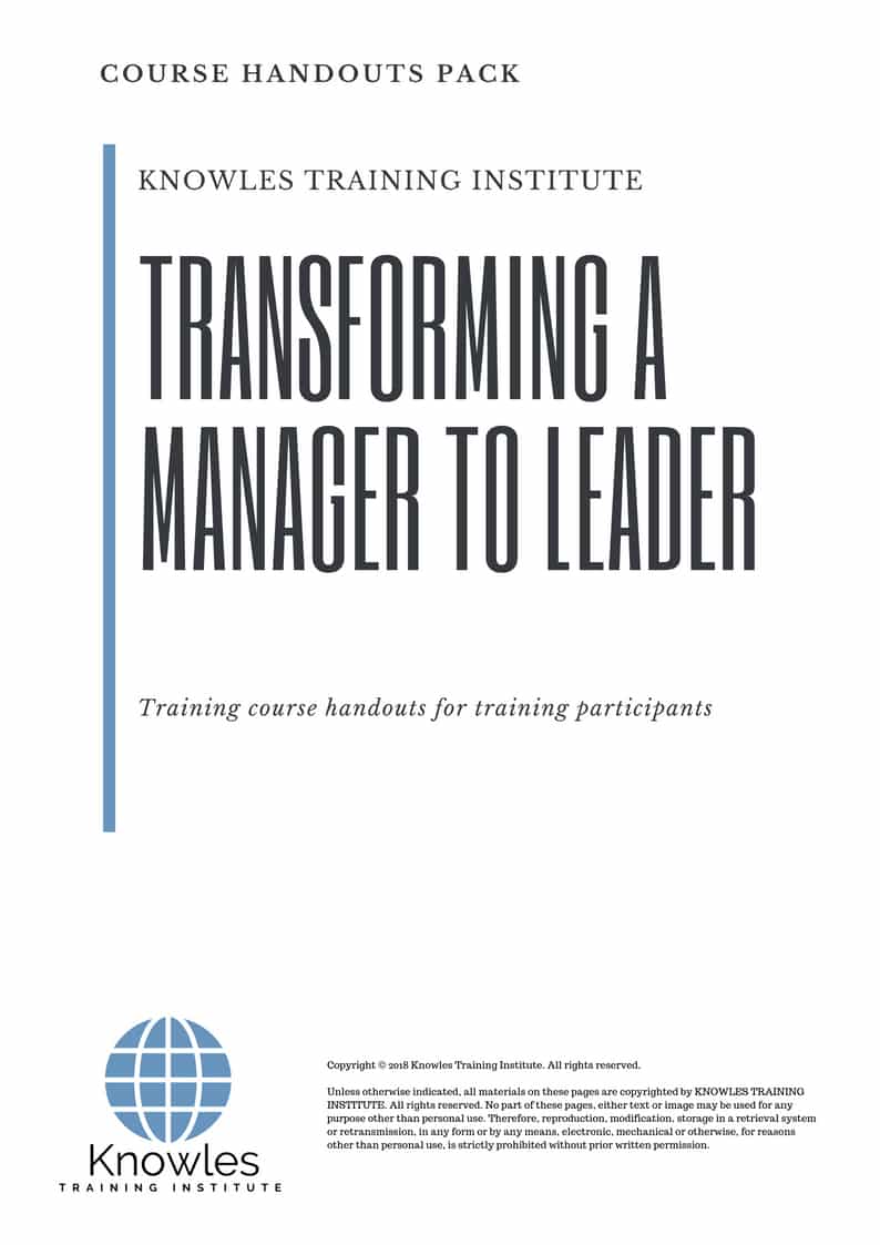 Transforming A Manager To Leader Course in New Zealand Handouts