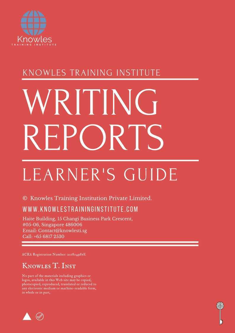 Writing Reports Training Course in New Zealand Learner’s Guide